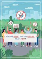 Anti-vaccine movement poster, banner flat vector template