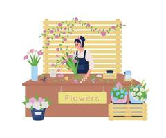 taller de flores 2d vector web banner, cartel