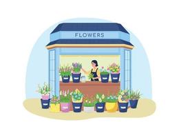 Florist kiosk 2D vector web banner, poster