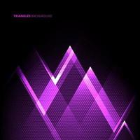 Triángulos geométricos púrpuras abstractos superpuestos capa de transparencia sobre fondo negro concepto de tecnología vector