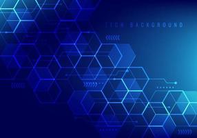 Abstract hi-tech digital technology geometric hexagon pattern shapes on blue background. vector