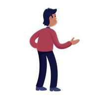 Man gesturing back view flat cartoon vector illustration