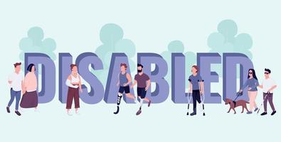 Disabled word concepts flat color vector banner