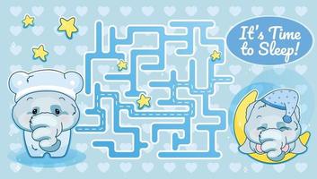 Its time to sleep labyrinth with cartoon character template vector