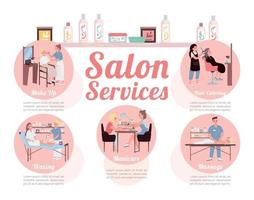 Salon services flat color vector informational infographic template