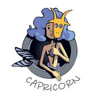 Capricorn zodiac sign woman flat cartoon vector illustration