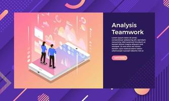 trabajo en equipo de análisis isométrico vector