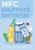 plantilla de vector plano de cartel de terminal de pago nfc