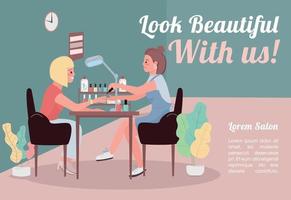 Look beautiful with us banner flat vector template