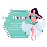 Bellydance female performer flat color vector character quote