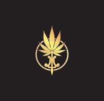 Gold luxury cannabis marijuana logo design vector