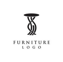 logotipo de muebles con diseño de mesa de acento como icono vector