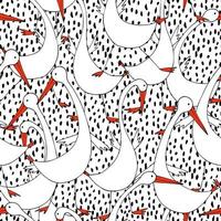 Cute geese seamless pattern on dot background vector