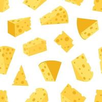 Cheese of various shapes seamless pattern. Vector illustration