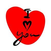 I love you. Hand-written inscription. Lettering. Vector illustration