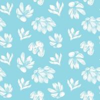 Saffron seamless pattern. Crocus flower on a blue background pattern. Hand-drawn vector illustration