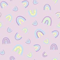Abstract rainbow seamless pattern. Childrens pattern in muted pastel colors. Hand-drawn vector illustration. Design for textiles, packaging, wrappers