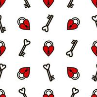 Lock with key style old school tattoo seamless pattern. Vector illustration in doodle style. Design for textiles, paper, wrappers