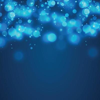 White blurred bokeh on blue background