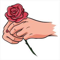 Red rose cartoon style on a white background vector