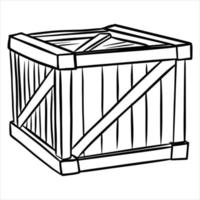 Closed wooden box in three quarters Vector illustration