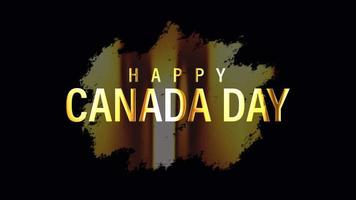 Happy Canada Day golden text badge loop isolated video