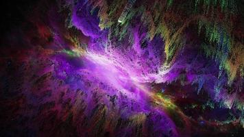 Volo di fantasia scifi 3d attraverso la nuvola di nebulosa spaziale video