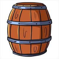 barril para vino o cerveza barril de madera almacenamiento de alcohol estilo de dibujos animados vector