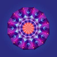 este es un mandala poligonal geométrico violeta con un patrón de cristal vector