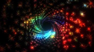 Colorful sparkling glittering star twisted spiral tunnel  loop video