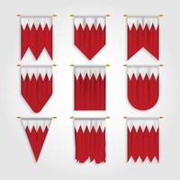 Bahrain Flag in Different shapes, Flag of Bahrain in Various Shapes vector