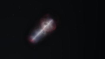 Flying by glowing bright gas cloud in space video