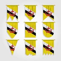Brunei Flag in Different shapes, Flag of Brunei in Various Shapes vector