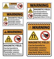 Warning Magnetic field can be harmful to pacemaker wearers pacemaker wearers stay back 30cm vector