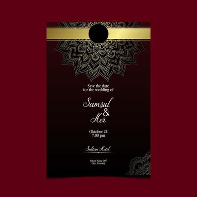 Luxury gold mandala ornate background for wedding invitation