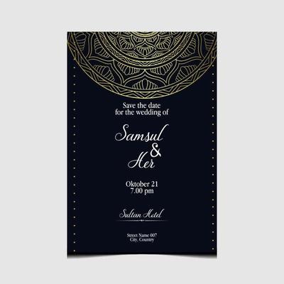 Luxury gold mandala ornate background for wedding invitation