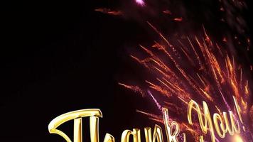 Thank You gold text with fireworks loop motion video