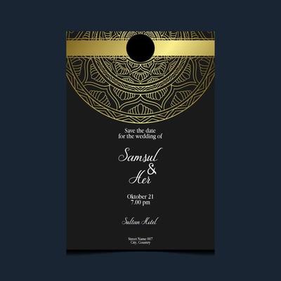 Luxury gold mandala ornate background for wedding invitation