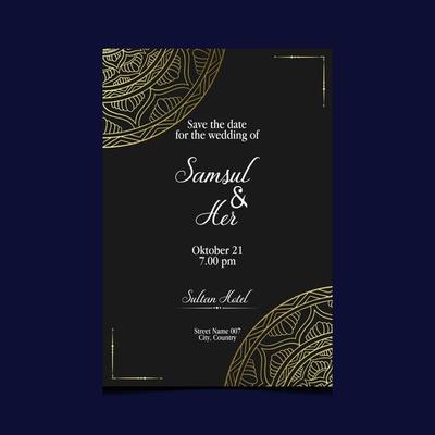 Luxury gold mandala ornate background for wedding invitation