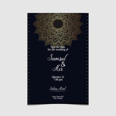 Luxury gold mandala ornate background for wedding invitation