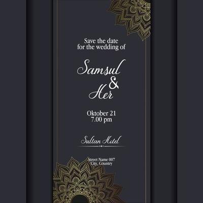 Luxury gold mandala ornate background for wedding invitation