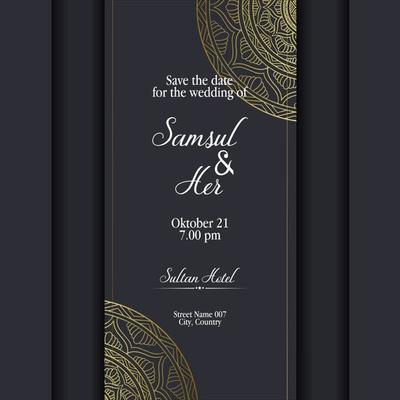 Luxury gold mandala ornate background for wedding invitation