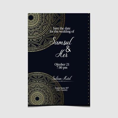 Luxury gold mandala ornate background for wedding invitation