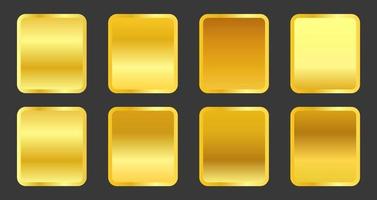 Set of yellow gold gradients metallic color vector