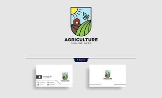 agriculture eco nature green line art logo template icon element isolated vector