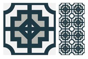 vintage tiles patterns antique seamless design vector