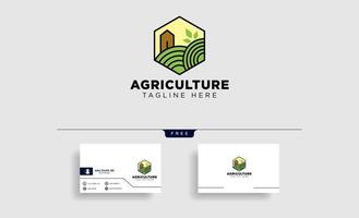 agriculture eco nature green line art logo template icon element isolated vector