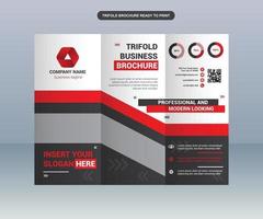Red Trifold Business Brochure Template vector