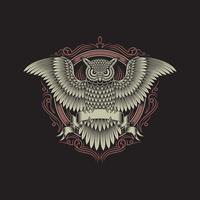 Heraldic Owl Crest On Black vector