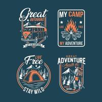 colección de logotipos y emblemas de camping al aire libre vector